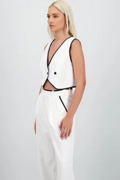 Shasa Crossed Contrast Detail Vest
