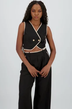 Shasa Crossed Contrast Detail Vest