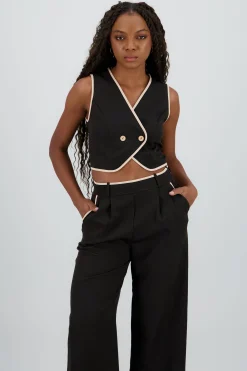 Shasa Crossed Contrast Detail Vest
