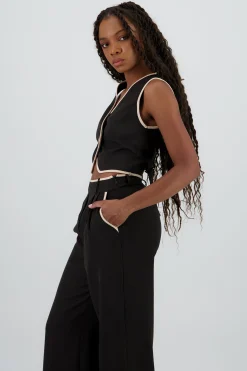 Shasa Crossed Contrast Detail Vest