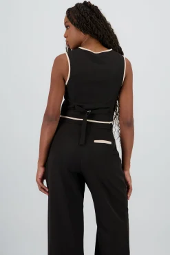 Shasa Crossed Contrast Detail Vest