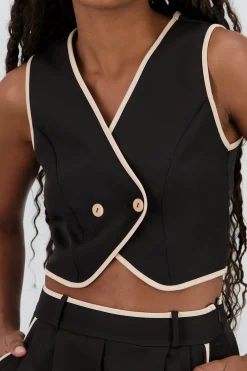 Shasa Crossed Contrast Detail Vest