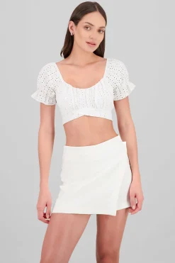 Shasa Crossed Eyelet Crop Top