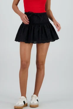 Shasa Cut Out Floral Ruffle Skirt