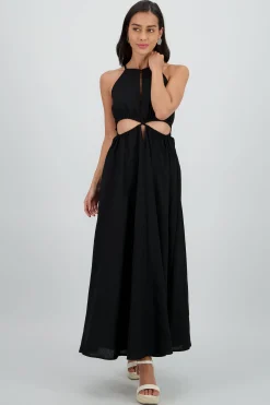 Shasa Cut Out Maxi Linen Dress