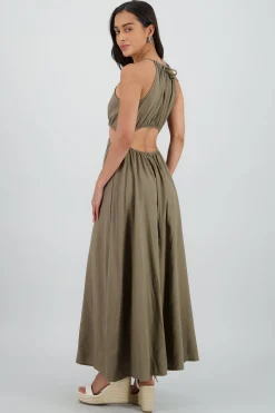 Shasa Cut Out Maxi Linen Dress