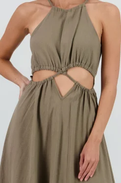 Shasa Cut Out Maxi Linen Dress