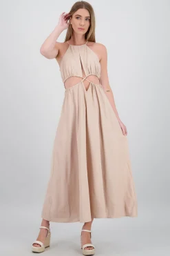 Shasa Cut Out Maxi Linen Dress