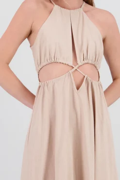Shasa Cut Out Maxi Linen Dress
