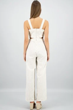 Shasa Cutout Neckline Detail Striped Jumpsuit