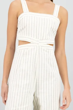 Shasa Cutout Neckline Detail Striped Jumpsuit