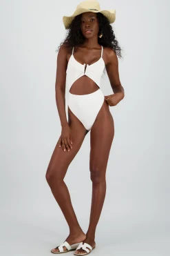 Shasa Cutout swimsuit with pearl neckline