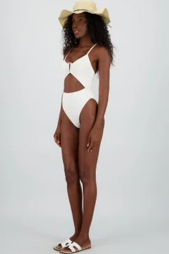Shasa Cutout swimsuit with pearl neckline