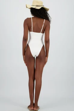 Shasa Cutout swimsuit with pearl neckline