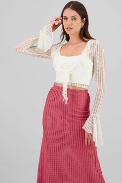 Shasa Deep V-Neck Lace Blouse