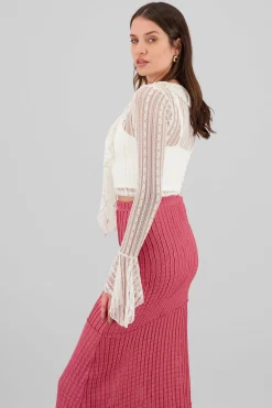 Shasa Deep V-Neck Lace Blouse