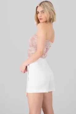 Shasa Degraded Mesh Top With Rhinestone
