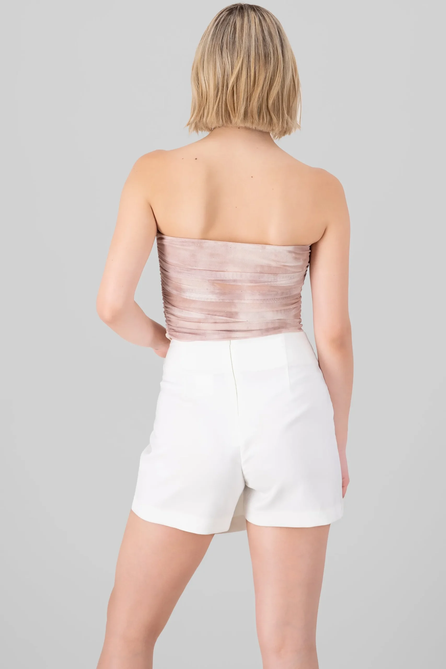 Shasa Degraded Mesh Top With Rhinestone