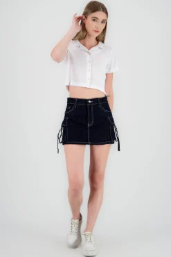 Shasa Denim Cargo Mini Skirt