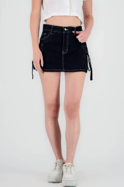 Shasa Denim Cargo Mini Skirt