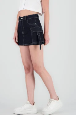 Shasa Denim Cargo Mini Skirt