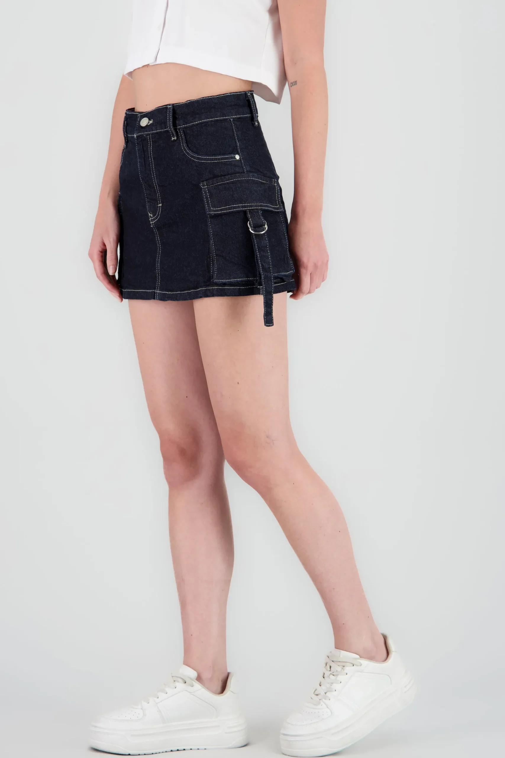 Shasa Denim Cargo Mini Skirt