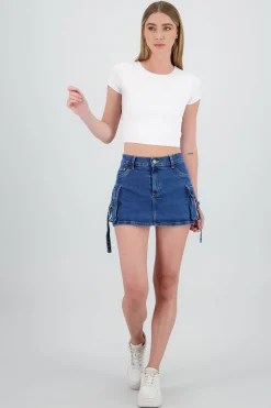 Shasa Denim Cargo Mini Skirt