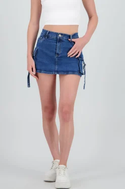 Shasa Denim Cargo Mini Skirt