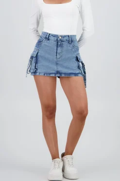Shasa Denim Cargo Mini Skirt