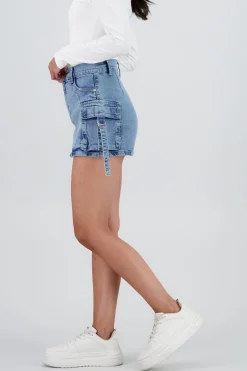 Shasa Denim Cargo Mini Skirt