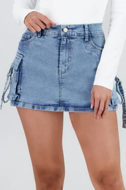 Shasa Denim Cargo Mini Skirt