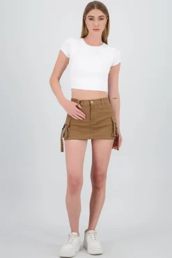Shasa Denim Cargo Mini Skirt