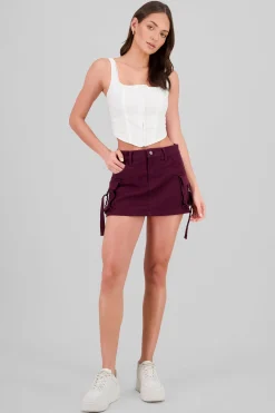 Shasa Denim Cargo Mini Skirt