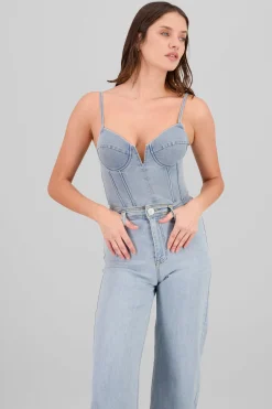 Shasa Denim Corset with Boning