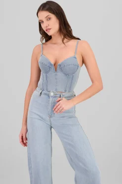 Shasa Denim Corset with Boning