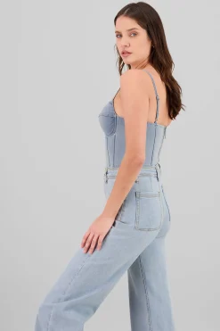 Shasa Denim Corset with Boning