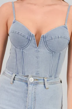 Shasa Denim Corset with Boning