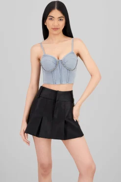Shasa Denim Corset with Rhinestones