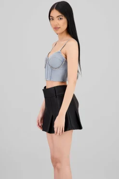 Shasa Denim Corset with Rhinestones