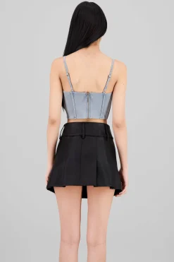 Shasa Denim Corset with Rhinestones