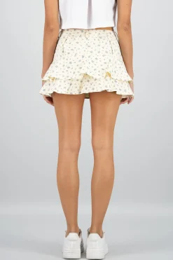 Shasa Denim Flowers Mini Ruffled Skirt