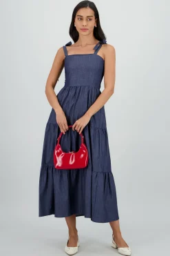 Shasa Denim Midi Dress with Panel Details