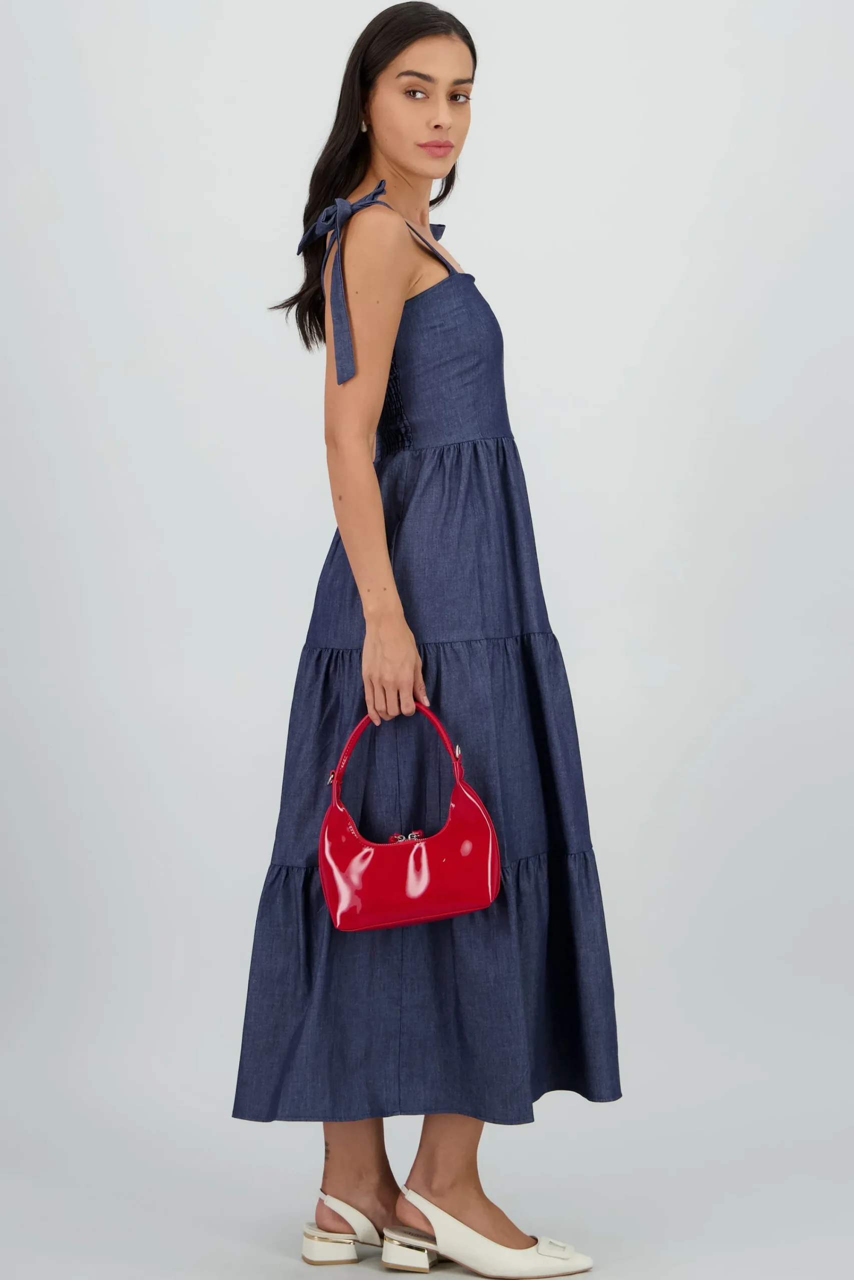 Shasa Denim Midi Dress with Panel Details