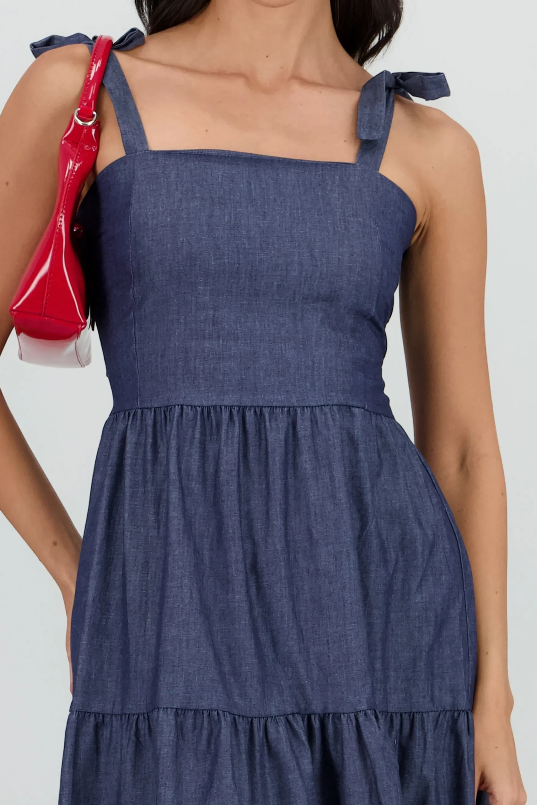 Shasa Denim Midi Dress with Panel Details