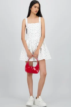 Shasa Denim Mini Dress with Floral Print