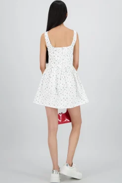 Shasa Denim Mini Dress with Floral Print