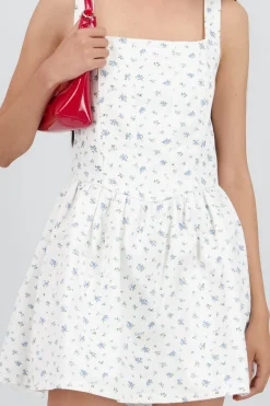 Shasa Denim Mini Dress with Floral Print