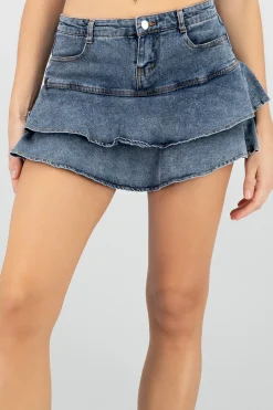 Shasa Denim ruffled skort