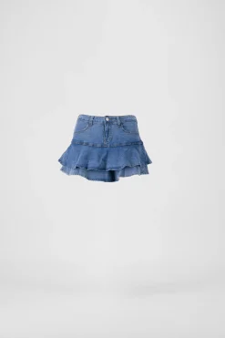 Shasa Denim ruffled skort