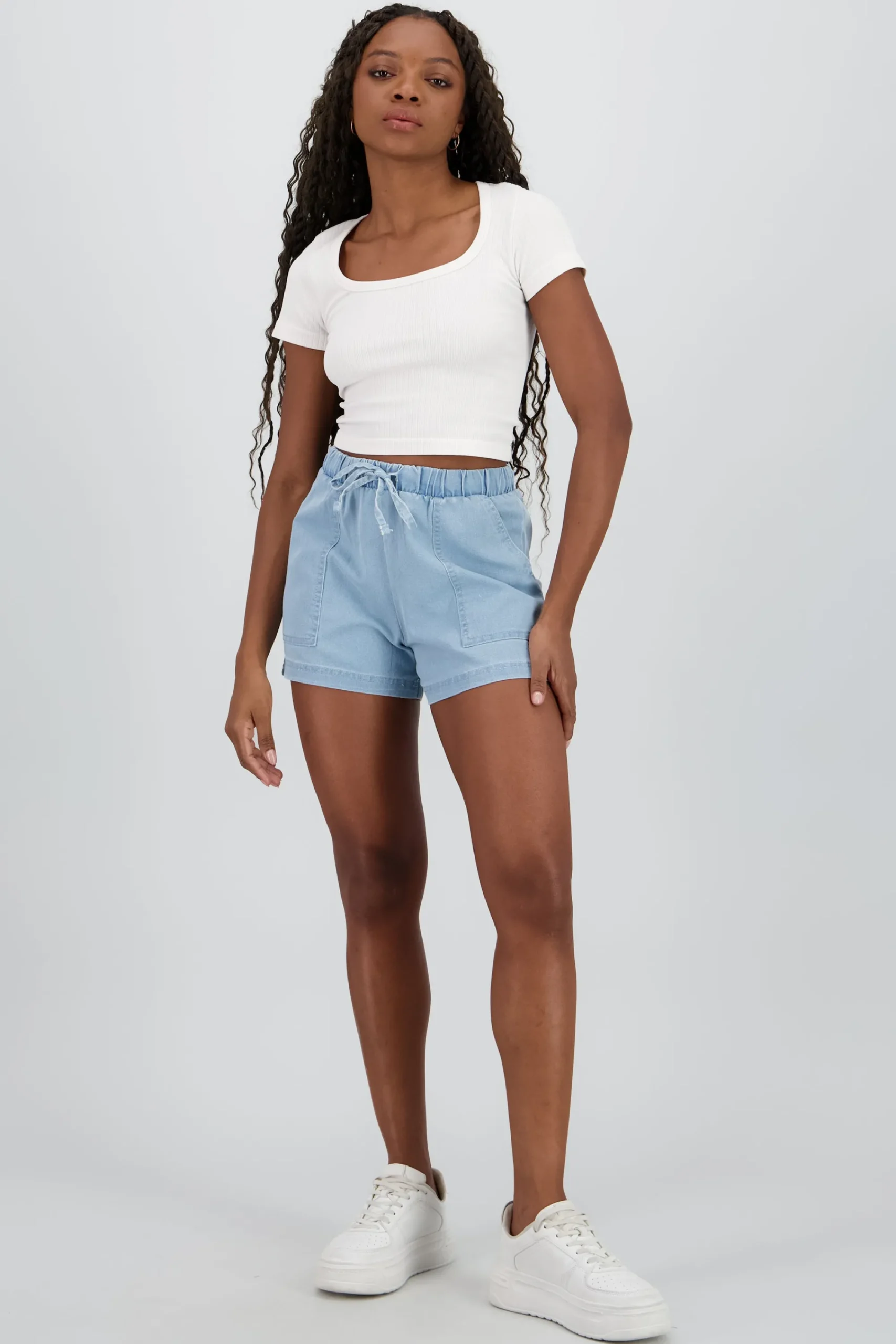 Shasa Denim Shorts with Plain Pockets